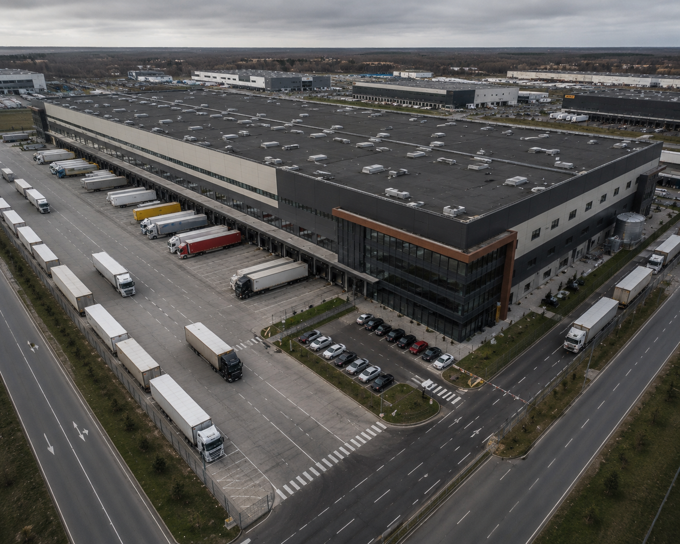 Logistics hub with loading docks